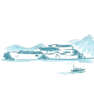 清明元素古风中式清明节山水画中国风