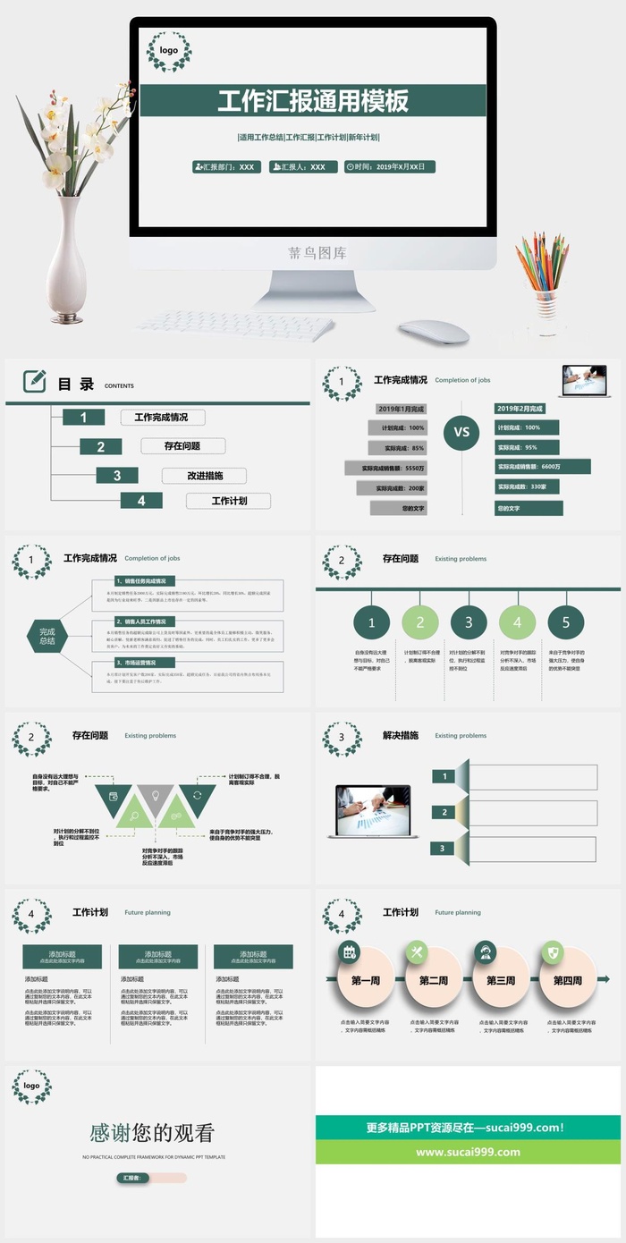 简约实用销售工作总结述职报告总结计划PPT