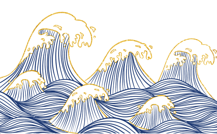 中国风鎏金浪花波浪背景免抠