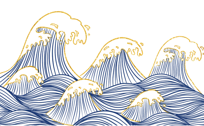 中国风鎏金浪花波浪背景免抠