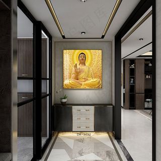 室内效果图玄关欧式室内佛祖摆设设计样板间效果背景场景图背景效果图