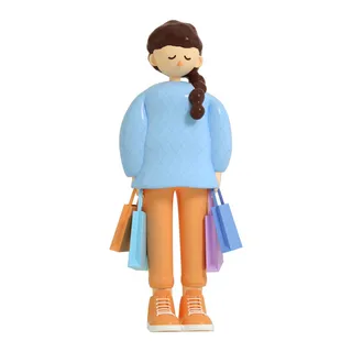 职业人物购物玩偶手办立体办公场景卡通小人元素PNG设计素材模板