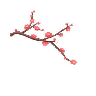 新中式风格梅花手绘装饰免扣图