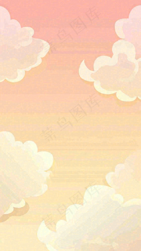 粉黄色渐变温暖云层白云可爱插画手绘(816x1456)