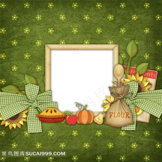 蝴蝶结花纹相框模板素材