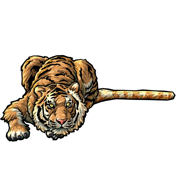 手绘国潮虎年卡通白虎老虎形象插画装饰元素PSD设计素材png免抠图