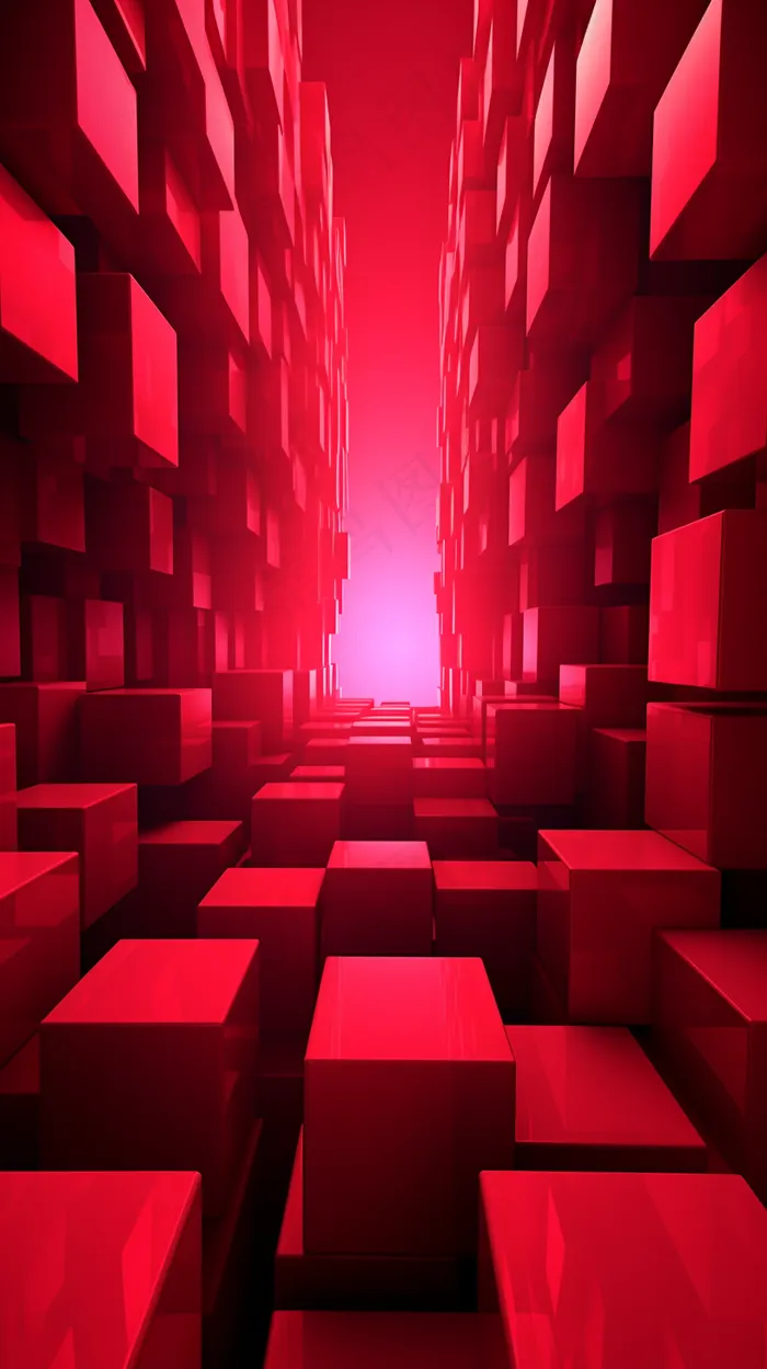 红色三维几何体架渲染背景(2448x4368)