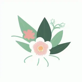 一丛花朵有绿叶手绘卡通png免抠