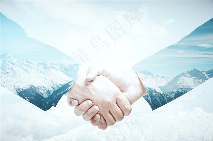 正紧握双手的商务宣传高清图片