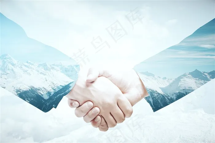 正紧握双手的商务宣传高清图片