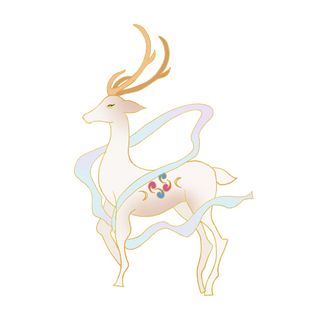 手绘国潮中国风敦煌神话九色鹿仙鹿麋鹿白鹿插画装饰PSD设计素材