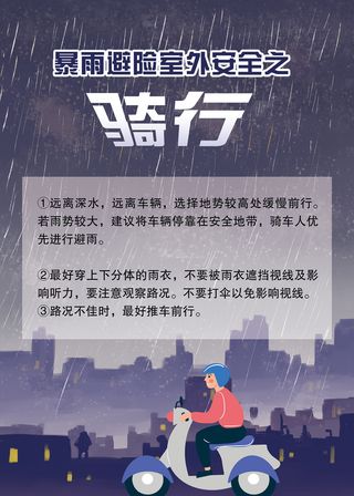 暴雨避险室外骑行安全海报