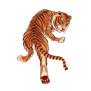 手绘国潮虎年卡通白虎老虎形象插画装饰元素PSD设计素材png免抠图