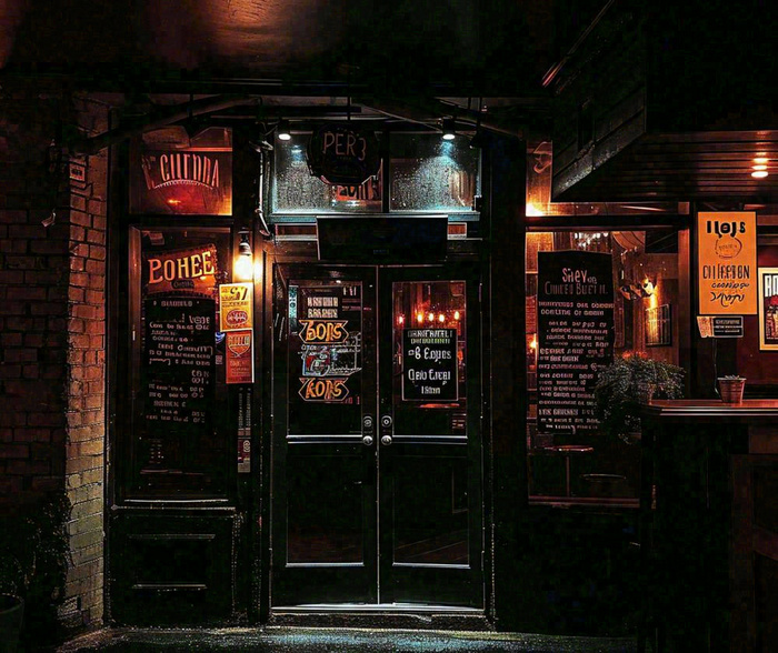 夜晚街道美食小店户外灯光摄影