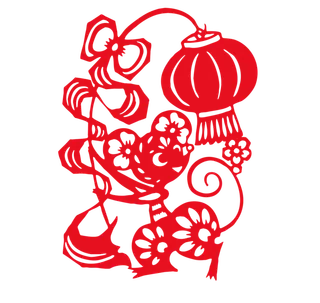 红色喜庆鼠年剪纸窗花新年快乐免扣PNG素材图片 (67)