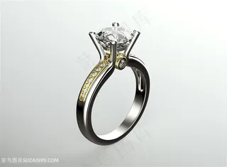 镶嵌着大钻石的戒指高清摄影图