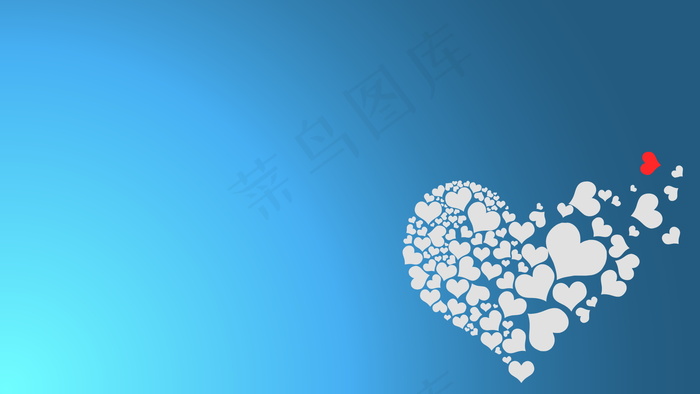 蓝色底纹心形背景图片