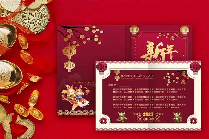兔年贺卡  兔年贺卡设计 红色贺卡psd模版下载