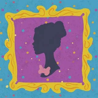 水彩边框女士侧影素材
