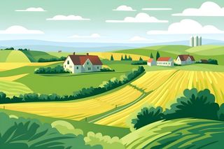 自然环境乡村扁平风景插画