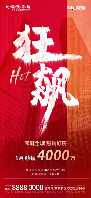 房地产热销狂飙借势喜报海报(1)