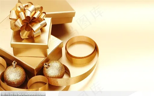 金色的圣诞节静物礼物图片