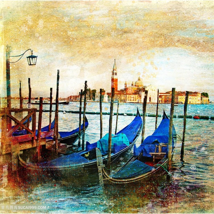 复古风景建筑欧洲油画艺术