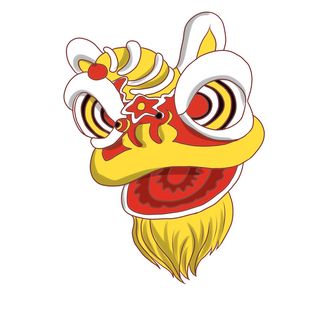 新年春节虎年元宵手绘人物舞狮卡通狮子头插画元素PSD设计素材