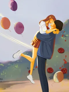 卡通温馨浪漫2月14七夕520情侣拥抱情人节主题插画海报PSD素材 卡通温馨浪漫2月14七夕520情侣拥抱情人节主题插画海报PSD素材