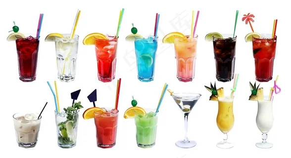 多款酒吧可乐柠檬茶梳打水鸡尾酒奶茶牛奶橙汁果汁