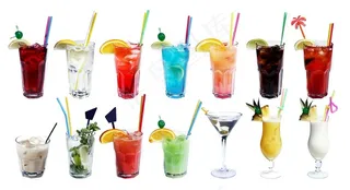 多款酒吧可乐柠檬茶梳打水鸡尾酒奶茶牛奶橙汁果汁
