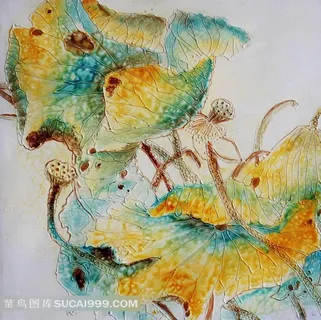 荷叶莲蓬漆画装饰画