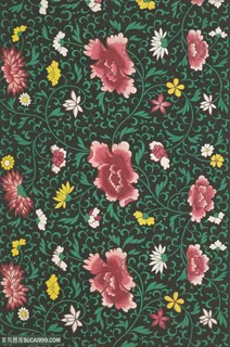 高清黑色背景粉色鲜花植物中式传统纹样集锦中国风图片