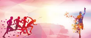 手绘粉色运动跑步比赛背景