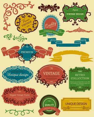 免抠复古标签标贴