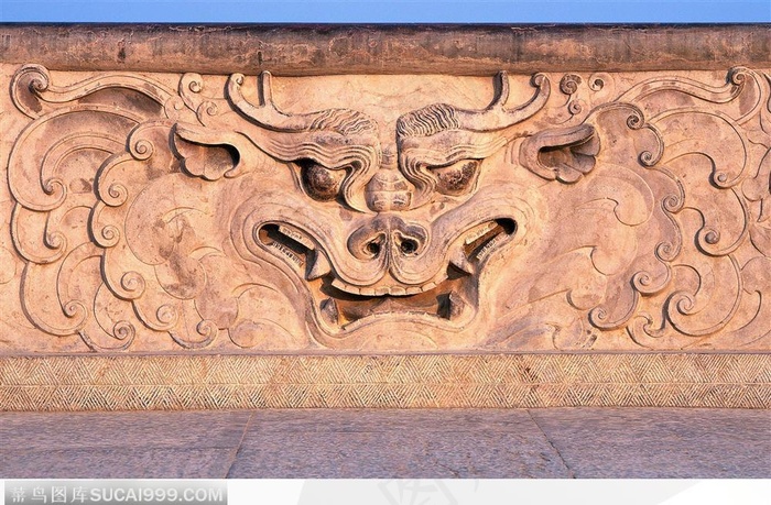 中华石雕-雕刻精美的狮子头