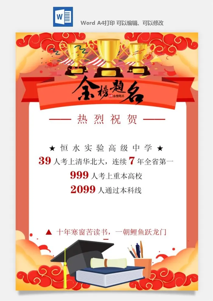 喜报战报海报贺喜光荣榜金榜题名
