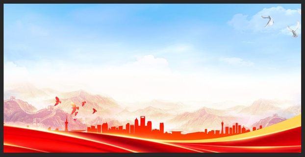 山脉长城建筑物红色白鸽背景图