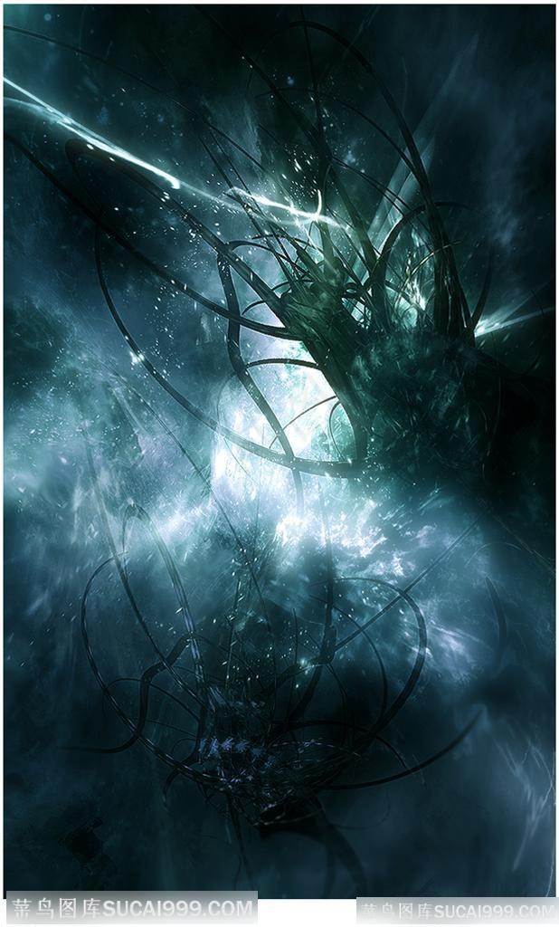 数码科技-现代科技深绿色3d图形背景底纹动感光线高清素材