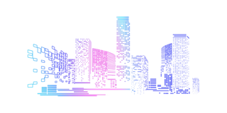炫酷粒子城市建筑元素免扣
