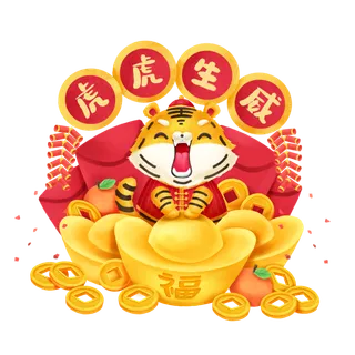 2022虎年卡通老虎形象拜年图案素材图片插图素材