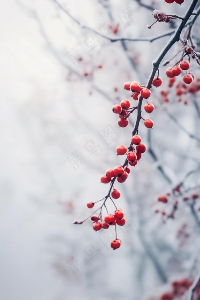 小雪传统冬天冰冷果实节气海报背景