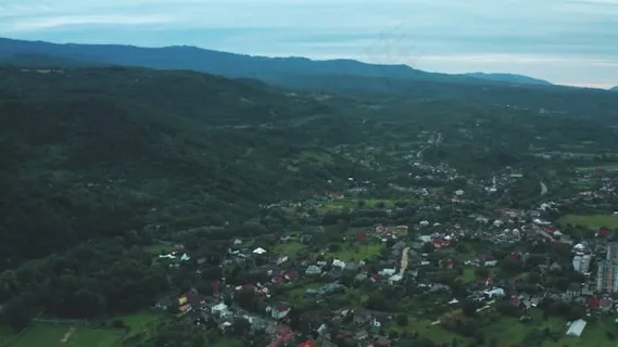 山, 镇, 景观, 夏天, 森林, 看法, 空中射击