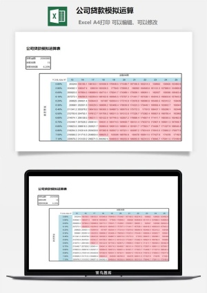 公司贷款模拟运算excel模板