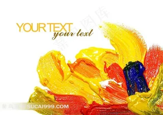 红黄蓝等色的颜料摄影高清图片