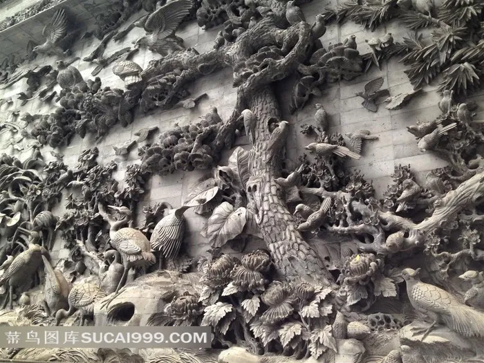 著名砖雕作品吐艳和鸣壁