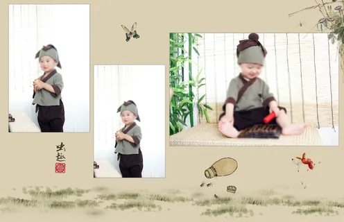 儿童工笔画PSD模板童趣-004