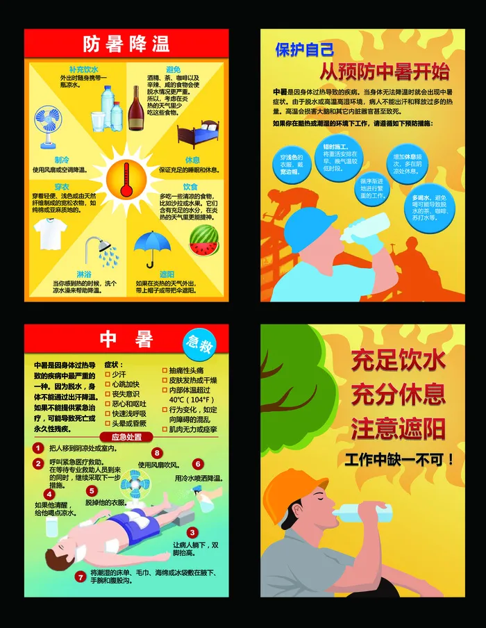 防中暑降温系列海报psd模版下载