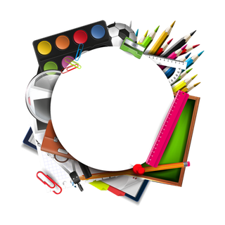 铅笔颜色板卡通圆形白色边框少儿兴趣班素材