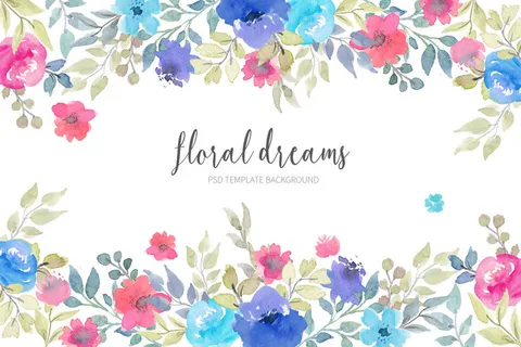 花卉水彩背景画PSD素材 花卉水彩背景画PSD素材